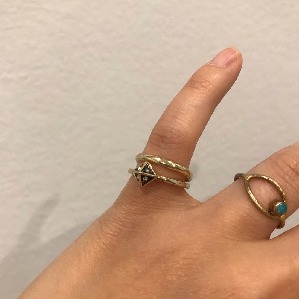 Stacked gold rings